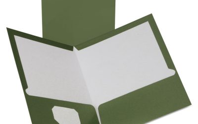 Two-Pocket Laminated Folder, 100-Sheet Capacity, 11 X 8.5, Metallic Green, 25/box