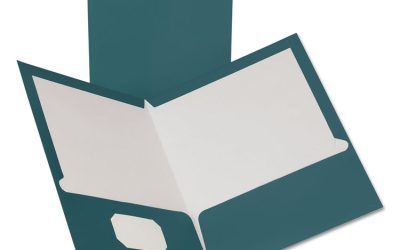 Two-Pocket Laminated Folder, 100-Sheet Capacity, 11 X 8.5, Metallic Teal, 25/box