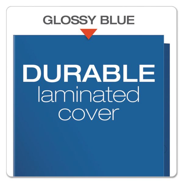 High Gloss Laminated Paperboard Folder, 100-Sheet Capacity, 11 X 8.5, Blue, 25/box - Image 4