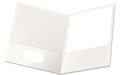 High Gloss Laminated Paperboard Folder, 100-Sheet Capacity, 11 X 8.5, White, 25/box