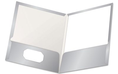 High Gloss Laminated Paperboard Folder, 100-Sheet Capacity, 11 X 8.5, Gray, 25/box