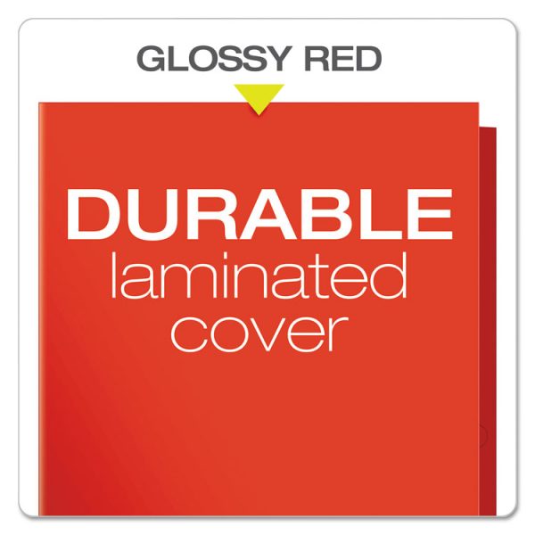 High Gloss Laminated Paperboard Folder, 100-Sheet Capacity, 11 X 8.5, Red, 25/box - Image 4