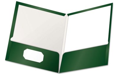 High Gloss Laminated Paperboard Folder, 100-Sheet Capacity, 11 X 8.5, Green, 25/box
