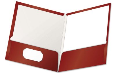 High Gloss Laminated Paperboard Folder, 100-Sheet Capacity, 11 X 8.5, Crimson, 25/box