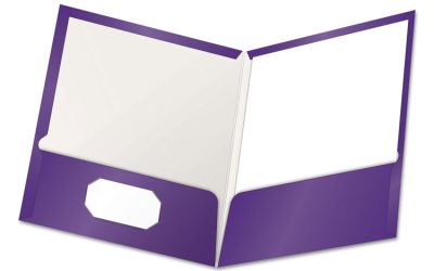 High Gloss Laminated Paperboard Folder, 100-Sheet Capacity, 11 X 8.5, Purple, 25/box