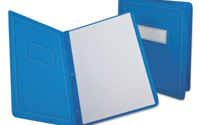 Title Panel And Border Front Report Cover, 3-Prong Fastener, Panel And Border Cover, 0.5″ Cap, 8.5 X 11, Light Blue, 25/box