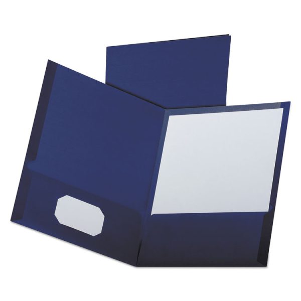 Linen Finish Twin Pocket Folders, 100-Sheet Capacity, 11 X 8.5, Navy, 25/box