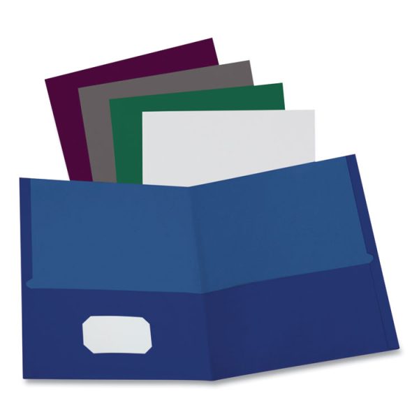 Linen Finish Twin Pocket Folders, 100-Sheet Capacity, 11 X 8.5, Navy, 25/box - Image 2