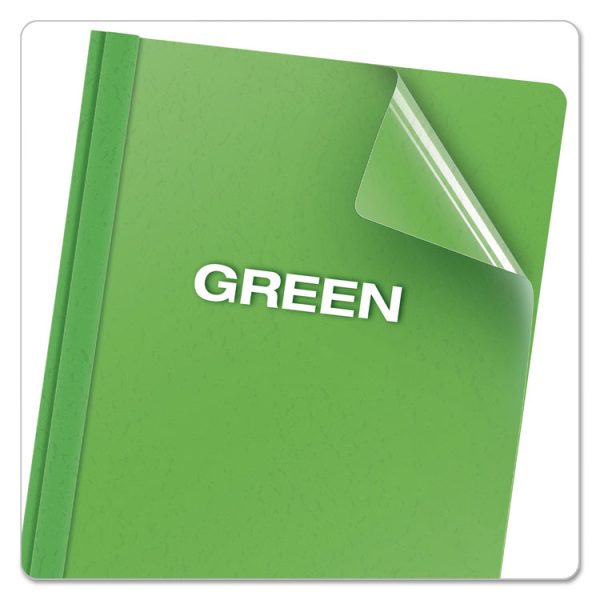 Clear Front Standard Grade Report Cover, Three-Prong Fastener, 0.5" Capacity, 8.5 X 11, Clear/green, 25/box - Image 5