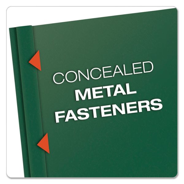Clear Front Report Cover, Three-Prong Fastener, 0.5" Capacity, 8.5 X 11, Clear/ Hunter Green, 25/box - Image 3