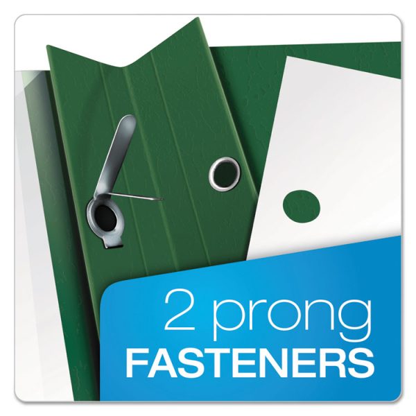 Clear Front Report Cover, Three-Prong Fastener, 0.5" Capacity, 8.5 X 11, Clear/ Hunter Green, 25/box - Image 4
