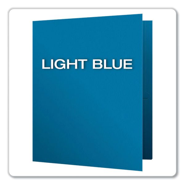 Twin-Pocket Folder, Embossed Leather Grain Paper, 0.5" Capacity, 11 X 8.5, Light Blue, 25/box - Image 3