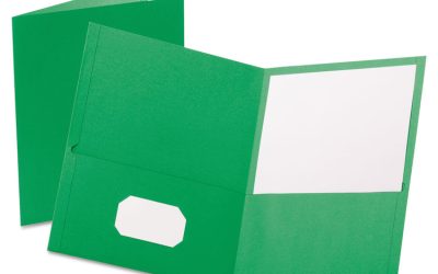 Twin-Pocket Folder, Embossed Leather Grain Paper, 0.5″ Capacity, 11 X 8.5, Light Green, 25/box