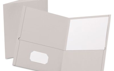 Twin-Pocket Folder, Embossed Leather Grain Paper, 0.5″ Capacity, 11 X 8.5, Gray, 25/box