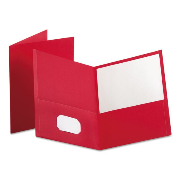 Twin-Pocket Folder, Embossed Leather Grain Paper, 0.5" Capacity, 11 X 8.5, Red, 25/box