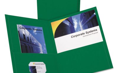 Twin-Pocket Folder, Embossed Leather Grain Paper, 0.5″ Capacity, 11 X 8.5, Hunter Green, 25/box