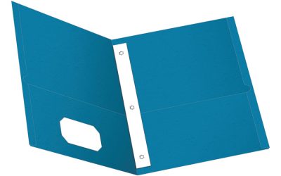 Twin-Pocket Folders With 3 Fasteners, 0.5″ Capacity, 11 X 8.5, Light Blue, 25/box