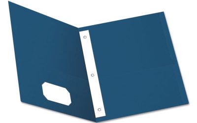 Twin-Pocket Folders With 3 Fasteners, 0.5″ Capacity, 11 X 8.5, Blue, 25/box