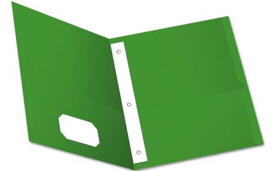 Twin-Pocket Folders With 3 Fasteners, 0.5″ Capacity, 11 X 8.5, Green, 25/box