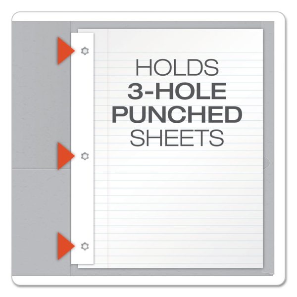 Twin-Pocket Folders With 3 Fasteners, 0.5" Capacity, 11 X 8.5, Gray, 25/box - Image 3