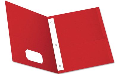 Twin-Pocket Folders With 3 Fasteners, 0.5″ Capacity, 11 X 8.5, Red, 25/box