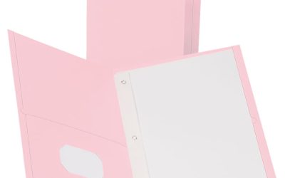 Twin-Pocket Folders With 3 Fasteners, 0.5″ Capacity, 11 X 8.5, Pink,25/box