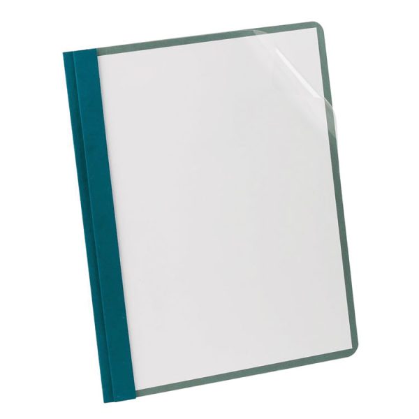 Earthwise By Oxford 100% Recycled Clear Front Report Covers, 3-Prong Fastener, 0.5" Capacity, 8.5 X 11, Clear/blue, 25/box