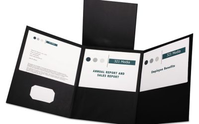 Tri-Fold Folder W/3 Pockets, 150-Sheet Capacity, 11 X 8.5, Black, 20/box