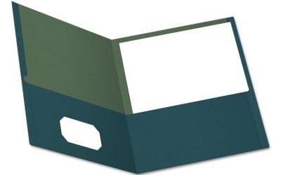 Earthwise By Oxford 100% Recycled Paper Twin-Pocket Portfolio, 100-Sheet Capacity, 11 X 8.5, Blue, 25/box