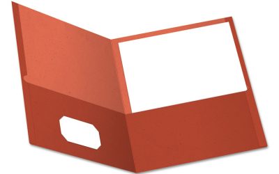 Earthwise By Oxford 100% Recycled Paper Twin-Pocket Portfolio, 100-Sheet Capacity, 11 X 8.5, Red, 25/box