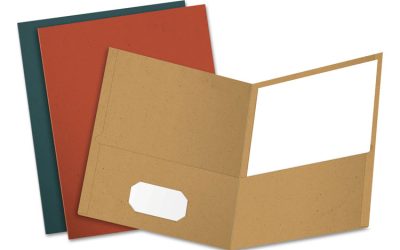 Earthwise By Oxford Recycled Paper Twin-Pocket Portfolio, 100-Sheet Capacity, 11 X 8.5, Assorted Colors, 25/box