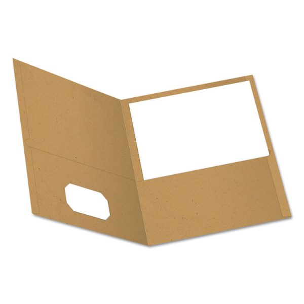 Earthwise By Oxford 100% Recycled Paper Twin-Pocket Portfolio, 100-Sheet Capacity, 11 X 8.5, Natural, 25/box