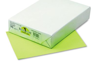 Kaleidoscope Multipurpose Colored Paper, 24 lb Bond Weight, 8.5 x 11, Hyper Lime, 500/Ream