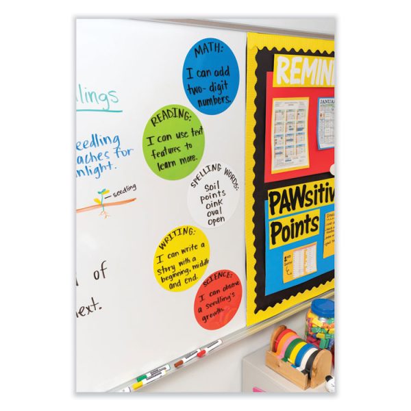 Self Stick Dry Erase Circles, 10 x 10, Blue/Green/Red/White/Yellow Surfaces, 10/Pack - Image 4
