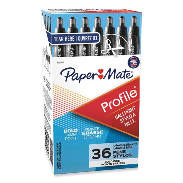 Profile Ballpoint Pen Value Pack, Retractable, Bold 1.4 mm, Black Ink, Translucent Black Barrel, 36/Box - Image 3