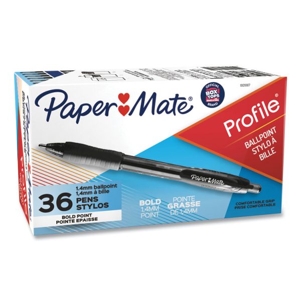 Profile Ballpoint Pen Value Pack, Retractable, Bold 1.4 mm, Black Ink, Translucent Black Barrel, 36/Box - Image 2