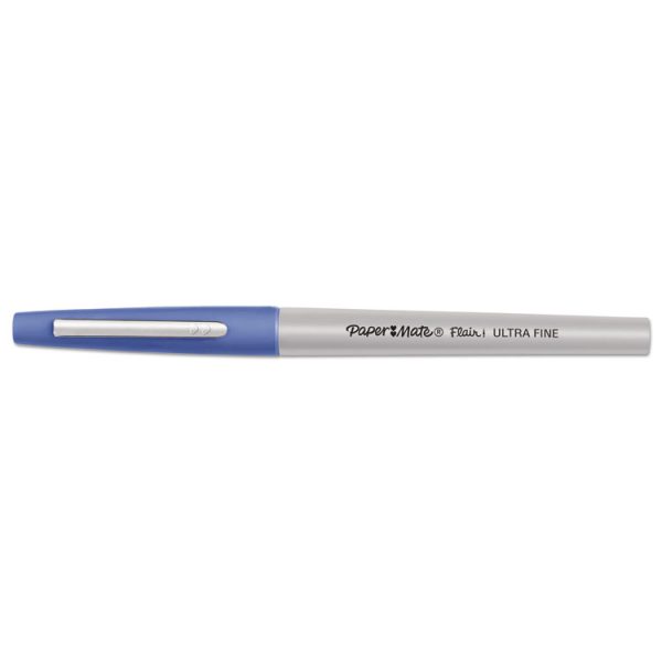 Flair Felt Tip Porous Point Pen, Stick, Extra-Fine 0.4 Mm, Assorted Ink Colors, Gray Barrel, 16/pack - Image 2