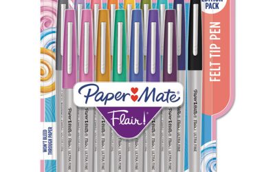 Flair Felt Tip Porous Point Pen, Stick, Extra-Fine 0.4 Mm, Assorted Ink Colors, Gray Barrel, 16/pack