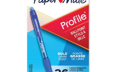 Profile Ballpoint Pen, Retractable, Bold 1.4 mm, Blue Ink, Translucent Blue Barrel, 36/Pack