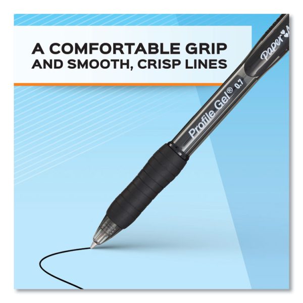 Profile Gel Pen, Retractable, Medium 0.7 Mm, Black Ink, Translucent Black Barrel, 36/pack - Image 3