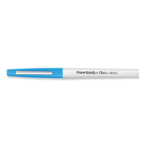 Flair Felt Tip Porous Point Pen, Stick, Bold 1.2 Mm, Assorted Ink Colors, White Pearl Barrel, 16/pack - Image 4