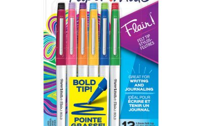 Flair Felt Tip Porous Point Pen, Stick, Bold 1.2 Mm, Assorted Ink Colors, White Pearl Barrel, 12/pack