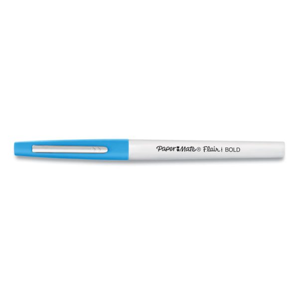 Flair Felt Tip Porous Point Pen, Stick, Bold 1.2 Mm, Assorted Ink Colors, White Pearl Barrel, 12/pack - Image 2