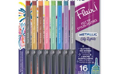 Flair Metallic Porous Point Pen, Stick, Medium 0.7 Mm, Assorted Ink And Barrel Colors, 16/pack