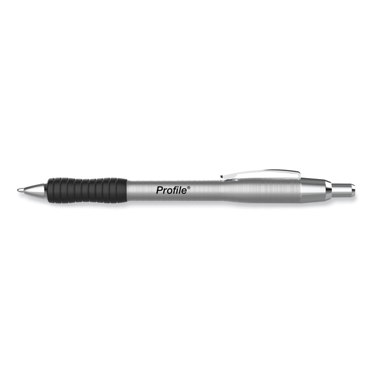 Profile Metal Ballpoint Pen, Retractable, Medium 1 Mm, Black Ink, Silver Barrel, Dozen - Image 2