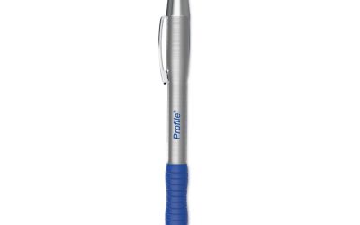 Profile Metal Ballpoint Pen, Retractable, Medium 1 Mm, Blue Ink, Silver Barrel, Dozen