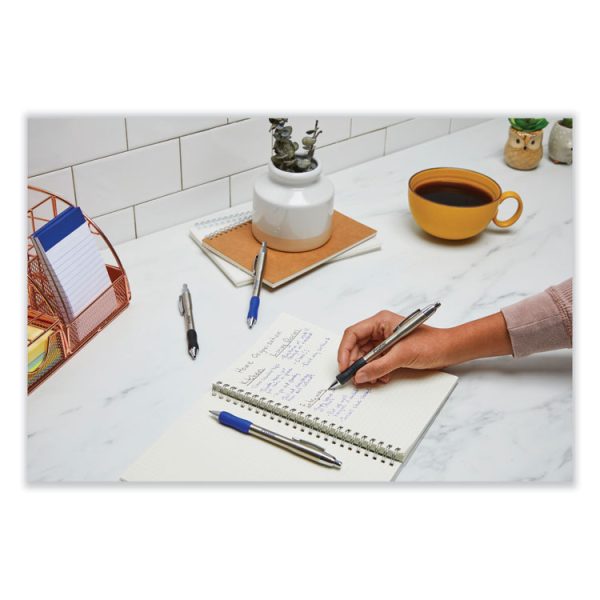 Profile Metal Ballpoint Pen, Retractable, Medium 1 Mm, Blue Ink, Silver Barrel, Dozen - Image 3