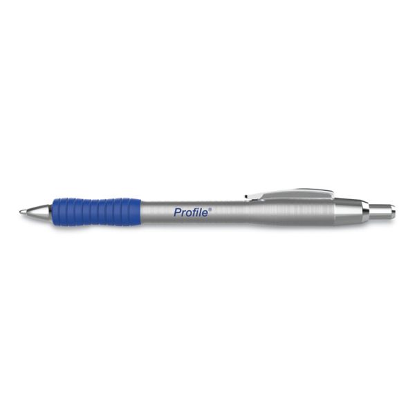 Profile Metal Ballpoint Pen, Retractable, Medium 1 Mm, Blue Ink, Silver Barrel, Dozen - Image 2