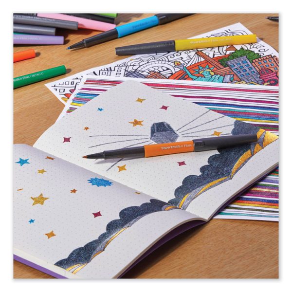 Flair Metallic Porous Point Pen, Stick, Medium 0.7 mm, Assorted Ink and Barrel Colors, 8/Pack - Image 5