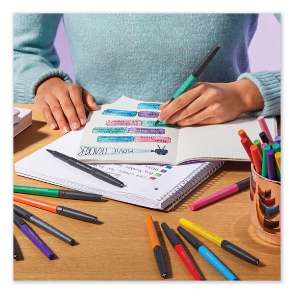 Flair Metallic Porous Point Pen, Stick, Medium 0.7 mm, Assorted Ink and Barrel Colors, 8/Pack - Image 6
